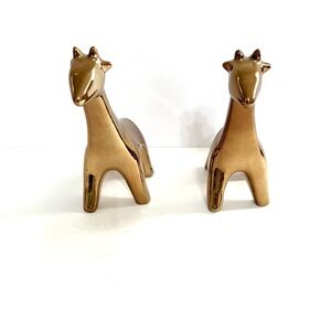 Gold Baby Giraffe Figurines Set | Mid-Century Style Decor | 5.5”